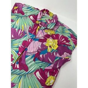 Vintage ‎ Blouse Made in USA multicolor  floral  pink and yellow Size 10